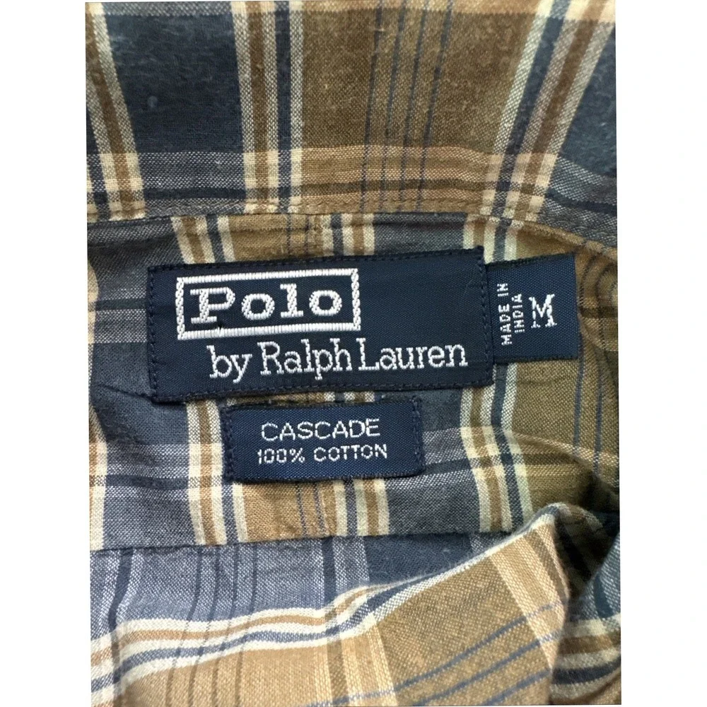 Vintage Polo Ralph Lauren Cascade Plaid Shirt Woven Cotton Work‎ Shirt Size M